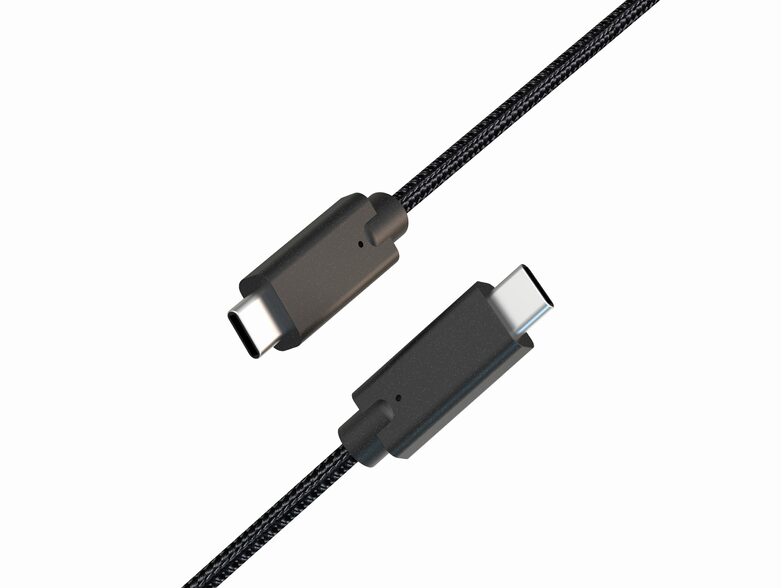 Networx Daten- und Ladekabel, USB-C auf USB-C, 1 m, Stoffmantel, schwarz