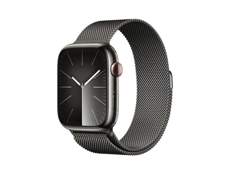 Apple Watch Series 9, GPS & Cell., 45mm, Edelstahl graphite, Milanaise graphite