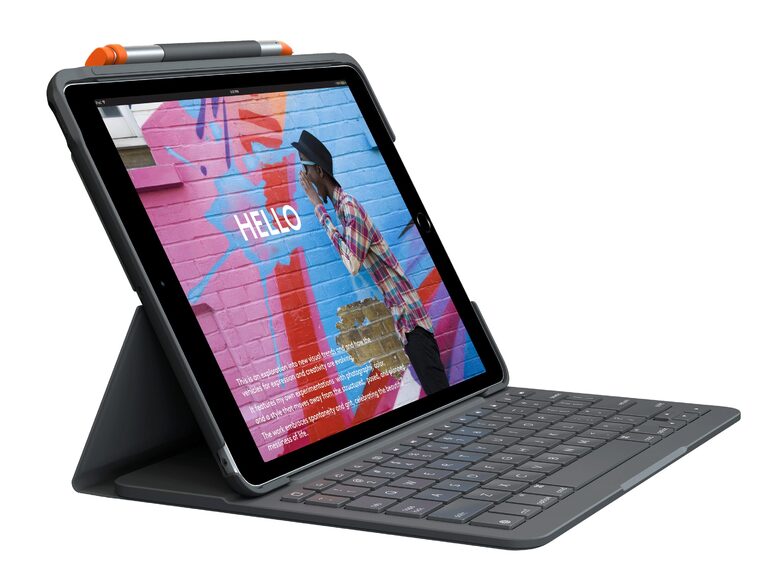 Logitech Slim Folio, Tastatur-Case für iPad 10,2" (2019/21), Bluetooth, graphit