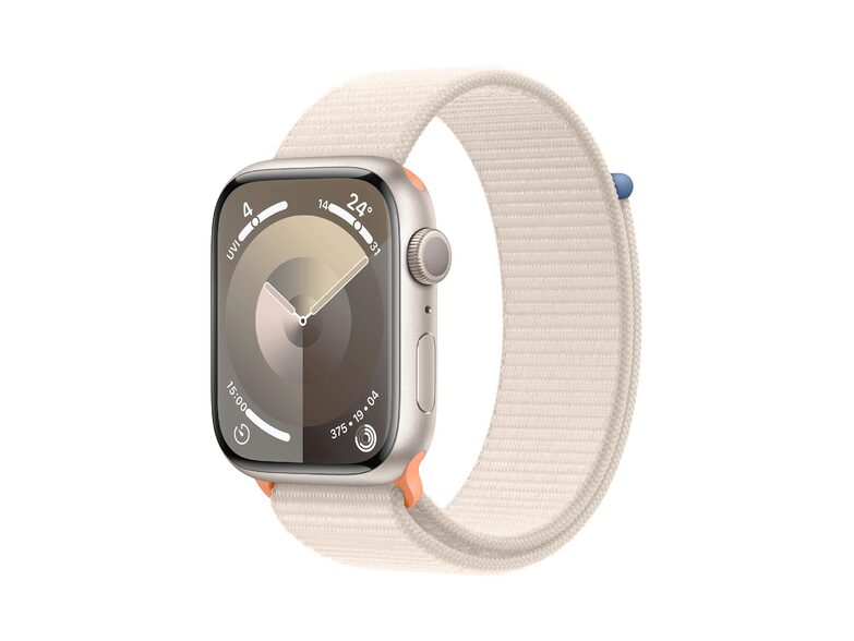 Apple Watch Series 9, 45 mm, Aluminium polarstern, Sport Loop polarstern