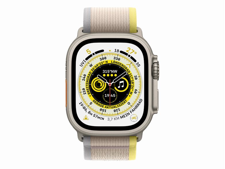 Apple Trail Loop, für Apple Watch 49 mm, M/L, Nylon, gelb/beige
