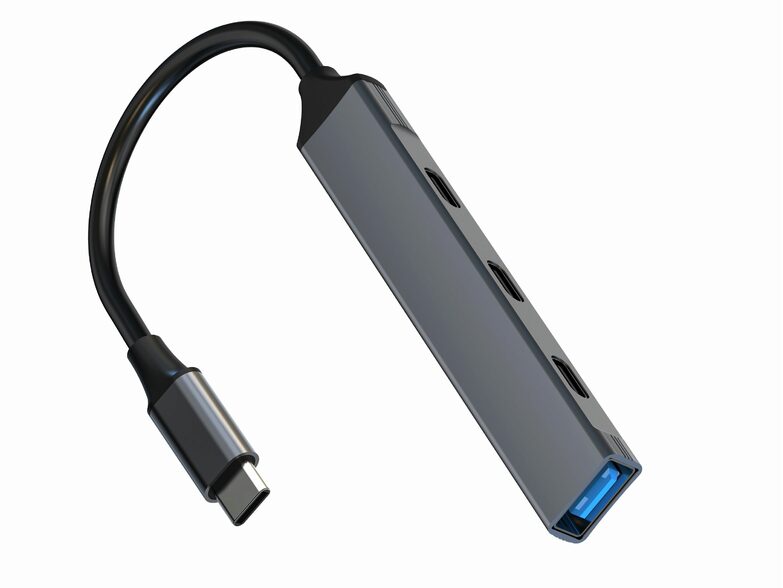 Networx Mini USB-C Hub, USB-C auf 3x USB-C/1x USB-A, spacegrau
