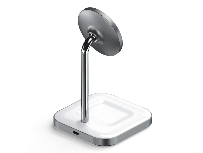 Satechi Aluminium 2-in-1 Magnetic Wireless Charging Stand, Qi-Ladestation, weiß