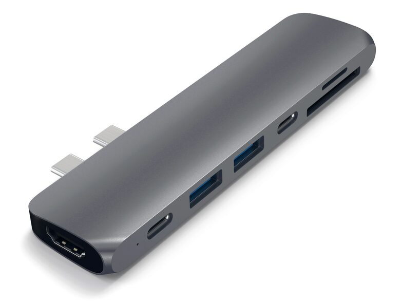 Satechi Type-C USB Pro Hub, USB-C/PD, USB-A 3.0, 4K-HDMI, SD/microSD, spacegrau