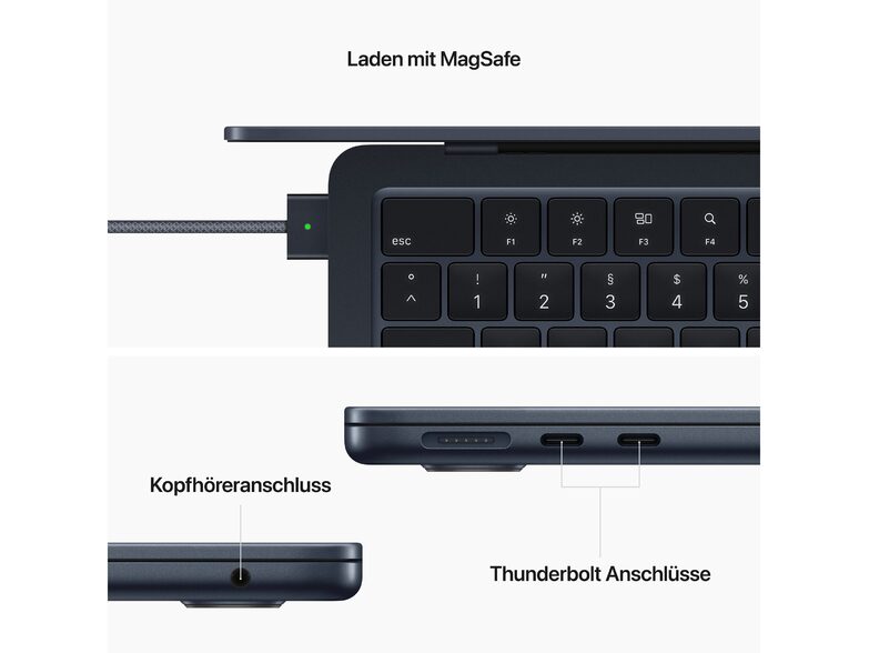 Apple MacBook Air Ret. 13", M2 8C CPU, 16 GB RAM, 512 GB SSD, mitternacht