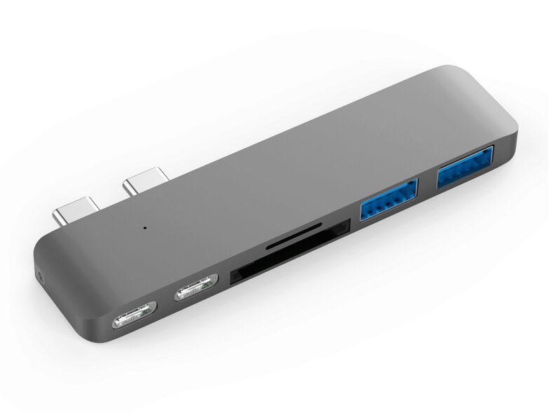Networx USB-C Multiport-Hub, USB-C, 2 x USB 3.0, micro SD/SD, grau