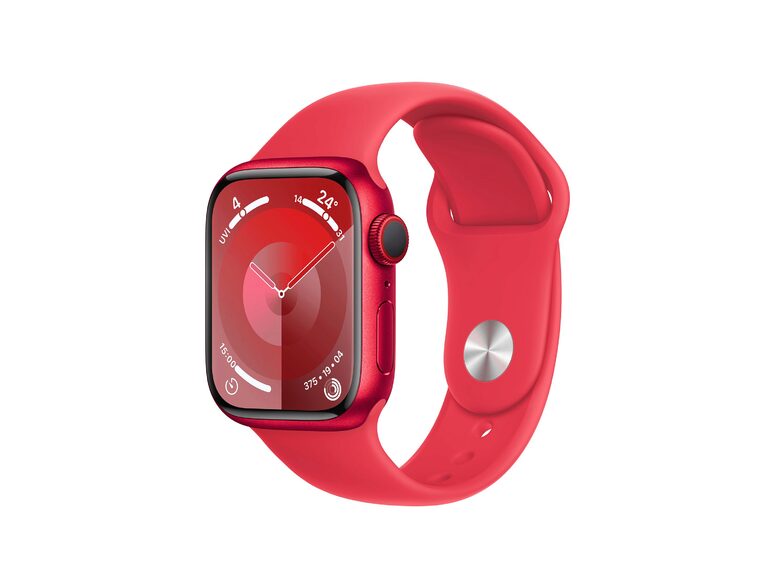 Apple Watch Series 9, GPS & Cell., 41 mm, Alu. rot, Sportarmband rot, S/M