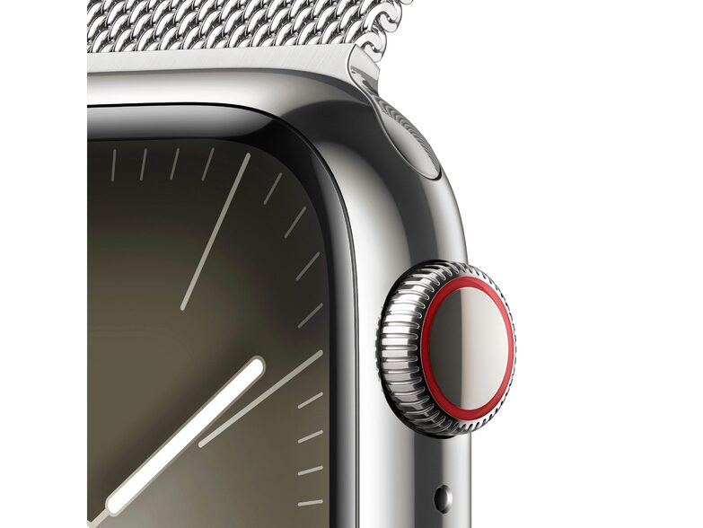Apple Watch Series 9, GPS & Cell., 41mm, Edelstahl silber, Milanaise silber