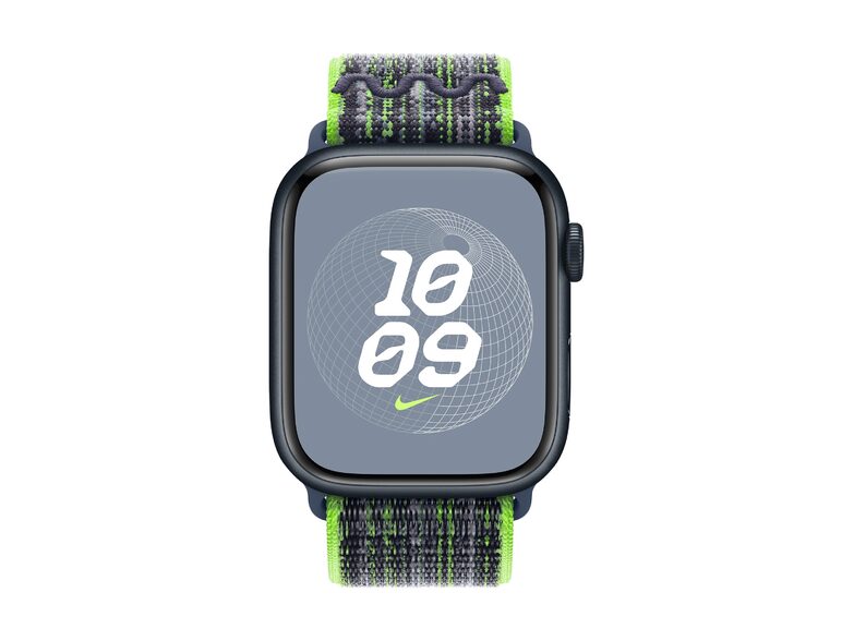 Apple Nike Sport Loop, für Apple Watch 45 mm, Nylon, bright green/blau