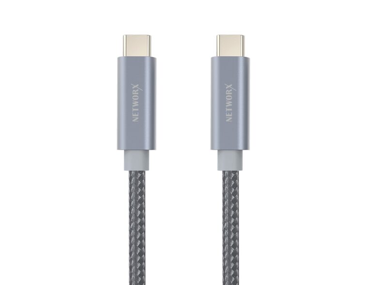 Networx USB-C Daten- und Ladekabel, USB-C auf USB-C, 1 m, grau