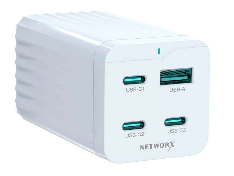 Networx 4-Port-Netzteil 65 W, 3x USB-C PD/1x USB-A, weiß