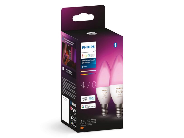 Philips Hue White & Color Ambiance-Lampe, 2x E14 Glühbirne, 470 lm