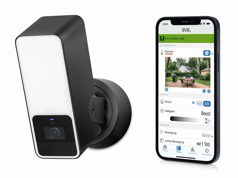 Eve Outdoor Cam, Smarte Sicherheitskamera, für Apple HomeKit, schwarz
