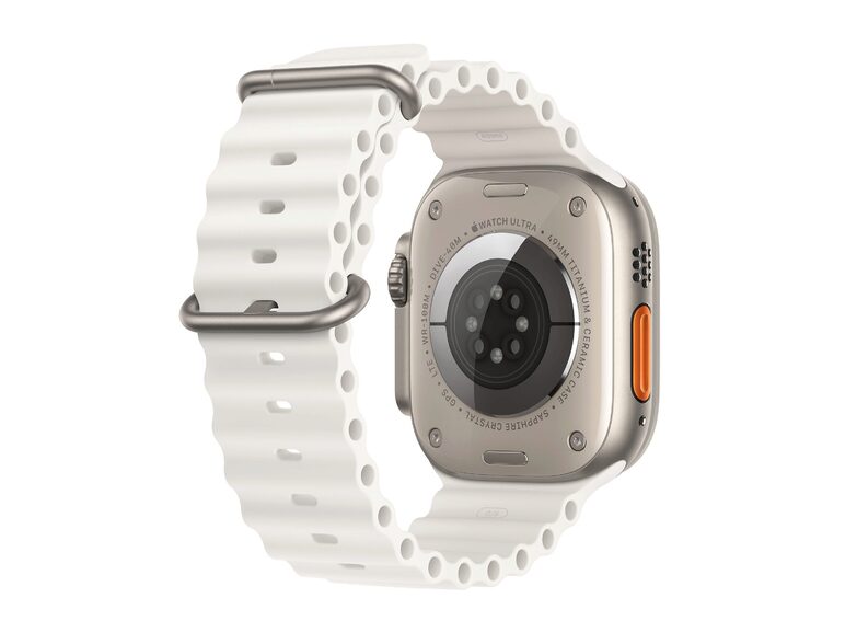 Apple Watch Ultra 2, GPS & Cellular, 49 mm, Titangehäuse, Ocean Armband, weiß