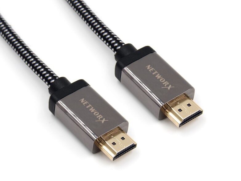 Networx HDMI Kabel, Stoffummantelt, 2 m, schwarz/weiß