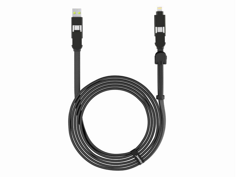 Rolling Square inCharge XL 3 m, Ladekabel, USB/ Mikro-USB/ Lightning, schwarz
