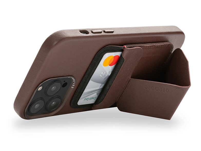 Decoded MagSafe Card Sleeve Stand, magnetischer Kartenhalter, Leder, braun