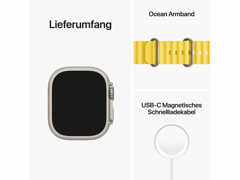 Apple Watch Ultra, GPS & Cellular, 49 mm, Titangehäuse, Ocean Armband, gelb