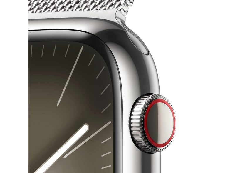 Apple Watch Series 9, GPS & Cellular, 45 mm, Edelstahl silber, Milanaise silber
