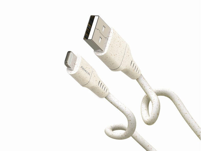 Networx Greenline Daten- und Ladekabel, Lightning auf USB-A, weiß/grau