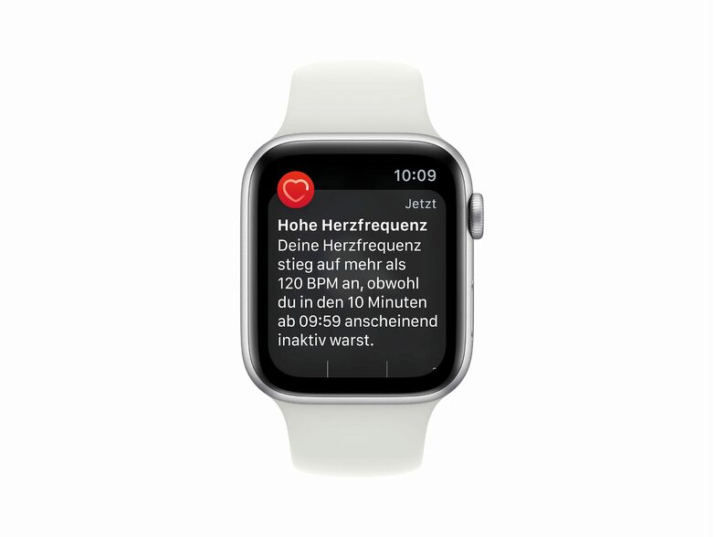 Apple Watch SE (2022), 44 mm, Aluminium silber, Sportarmband weiß