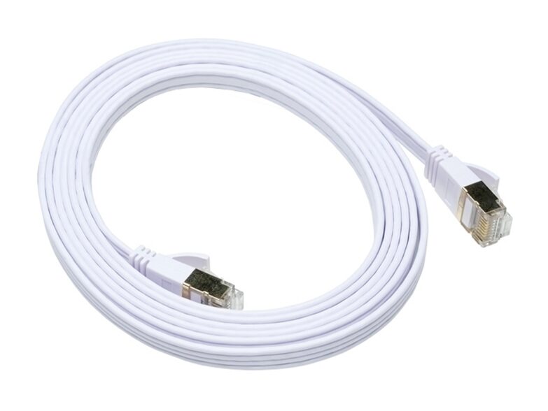 DENIC Ethernetkabel/Patchkabel, flach, Cat.6 vergoldet, 2 m, weiß