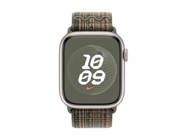 Apple Nike Sport Loop, für Apple Watch 45 mm, Nylon, sequoia/orange
