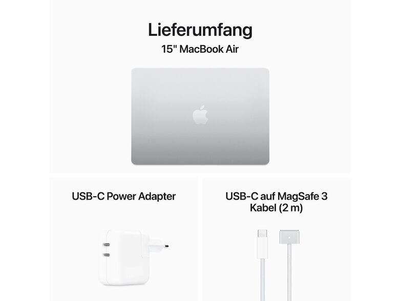 Apple MacBook Air Ret. 15", M3 8C CPU, 8 GB RAM, 512 GB SSD, silber