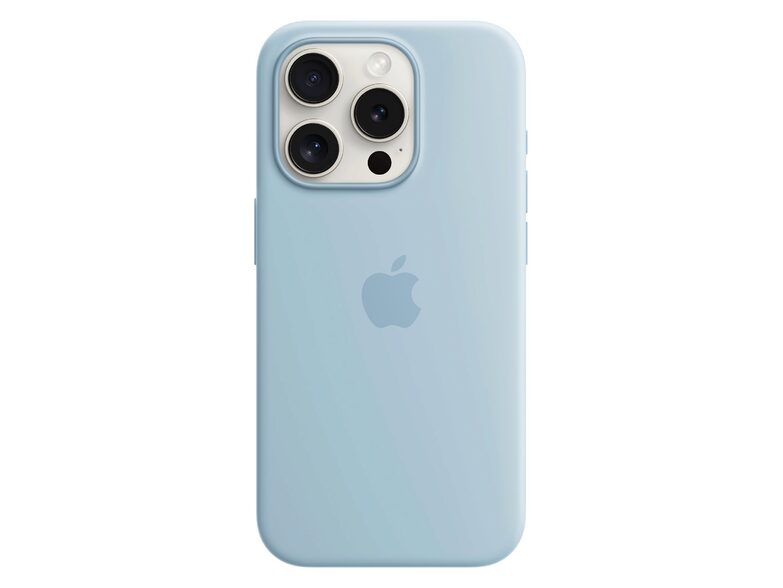 Apple iPhone Silikon Case mit MagSafe, für iPhone 15 Pro, hellblau