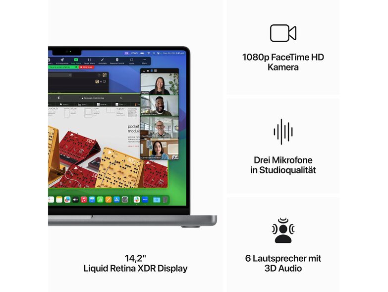 Apple MacBook Pro 14", M3 8-Core CPU, 512 GB SSD, 16 GB RAM, space grau