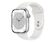 Apple Watch Series 8, 45 mm, Aluminium silber, Sportarmband weiß