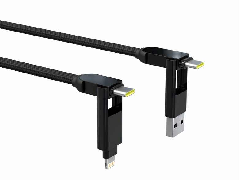 Rolling Square inCharge XL 2 m, Ladekabel, USB/ Mikro-USB/ Lightning, schwarz