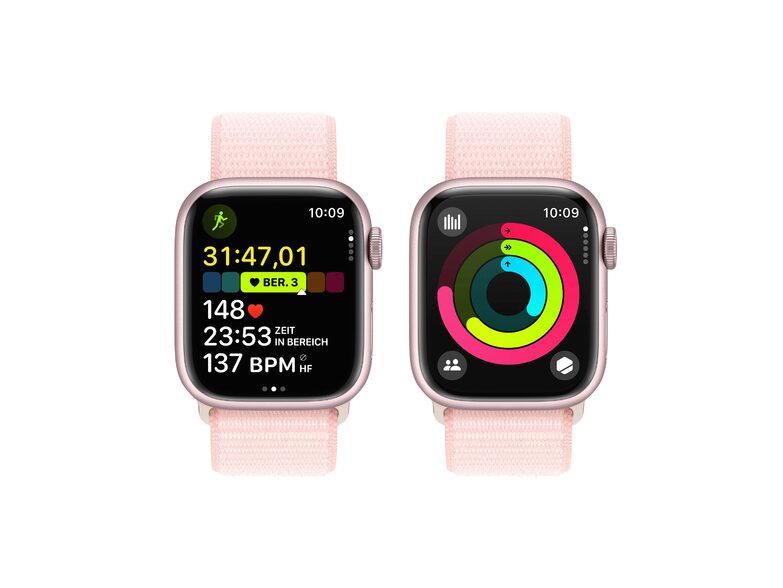 Apple Watch Series 9, 41 mm, Aluminium rosé, Sport Loop hellrosa