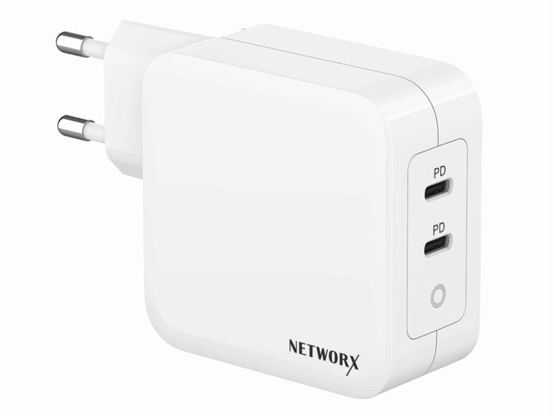 Networx USB-C Dual Netzteil, für MacBook Pro 16, USB-C 100 W/USB-C 45 W,  weiß