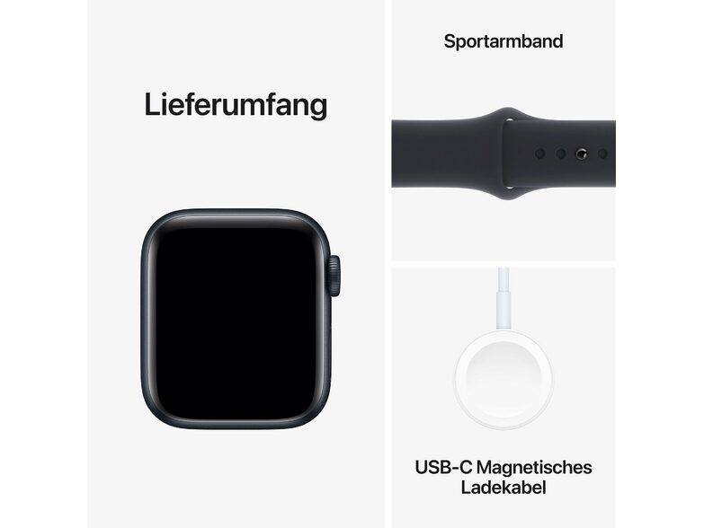 Apple Watch SE (2023), Cell., 40 mm, Alu. mitternacht, Sportb. mitternacht, M/L