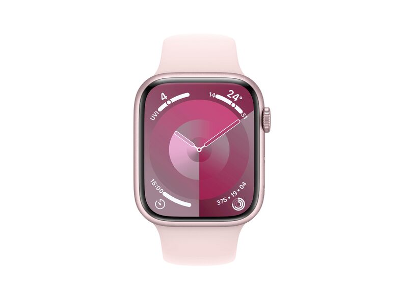 Apple Watch Series 9, GPS & Cell., 45mm, Alu. rosé, Sportb. hellrosa, S/M