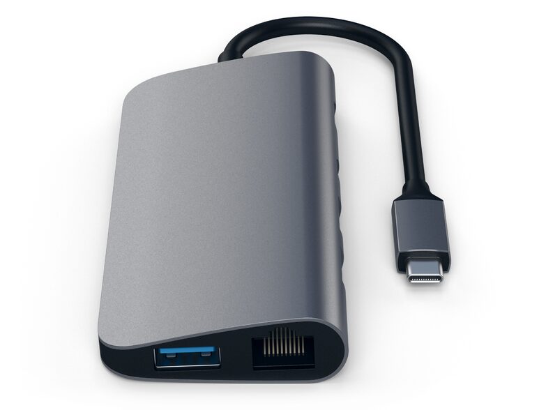 Satechi Aluminium Typ-C Multimedia Adapter, USB-A/-C PD, 4K-HDMI, GbE, micro/SD