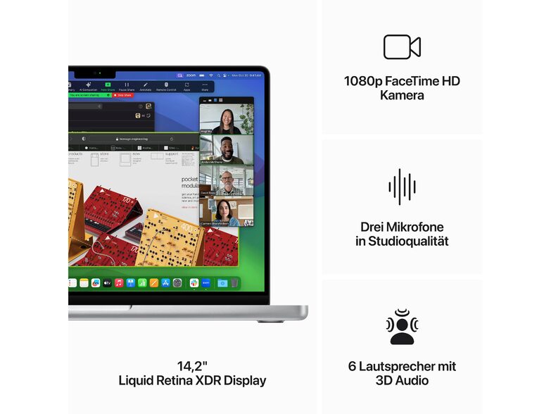 Apple MacBook Pro 14", M3 8-Core CPU, 512 GB SSD, 8 GB RAM, silber