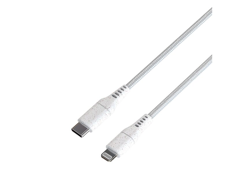 Networx Daten- und Ladekabel, USB-C auf Lightning, 2 m, Stoffmantel, weiß