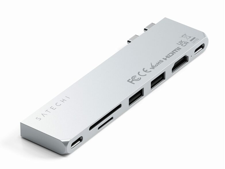 Satechi USB-C Pro Hub Slim (M2), USB 4/HDMI/USB-A/C/SD, silber