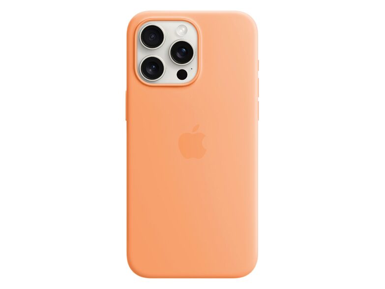 Apple iPhone Silikon Case mit MagSafe, für iPhone 15 Pro Max, sorbet orange