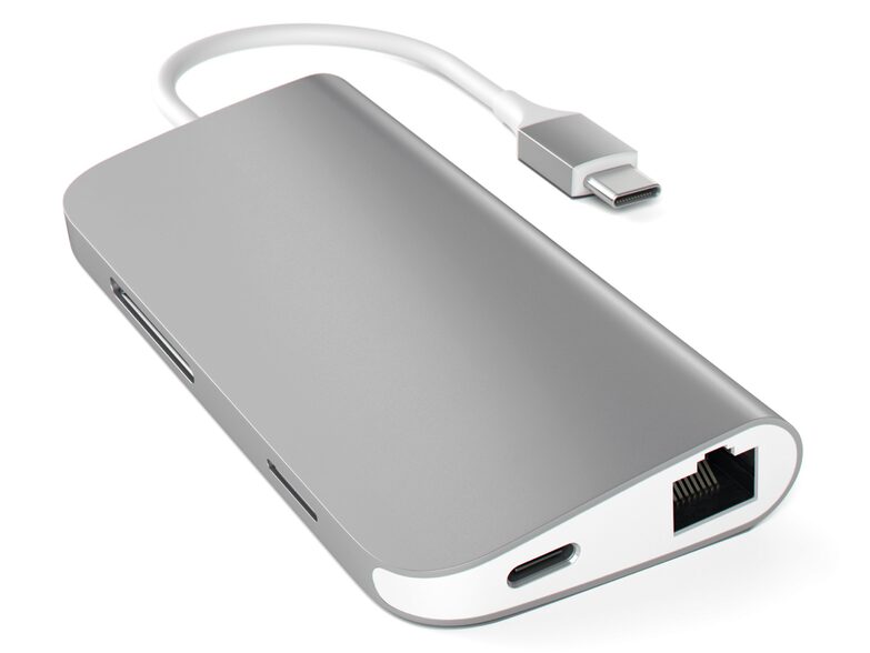 Satechi USB-C Multiport Adapter, 4K HDMI, USB 3, Ethernet, (micro)SD, spacegrau