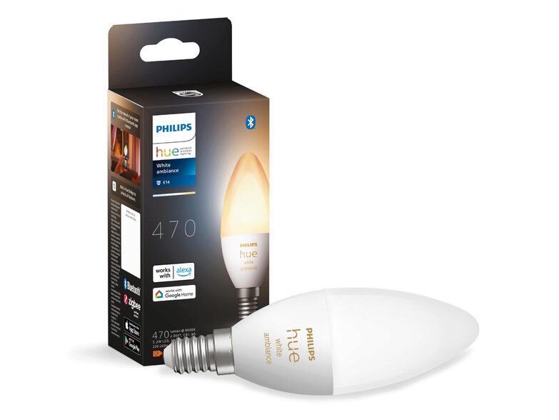 Philips Hue White Ambiance-Lampe, E14 Glühbirne, 470 lm
