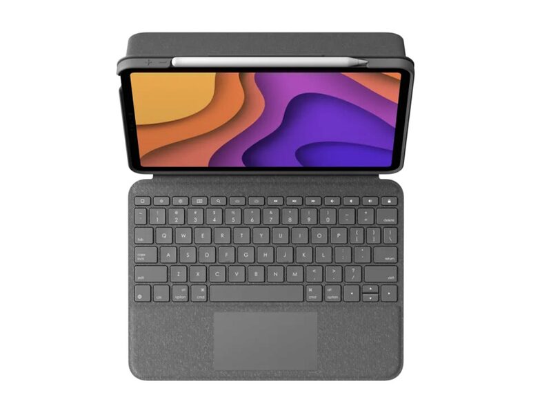 Logitech Folio Touch, Tastatur-Case f. iPad Air, Trackpad, QWERTZ, grau