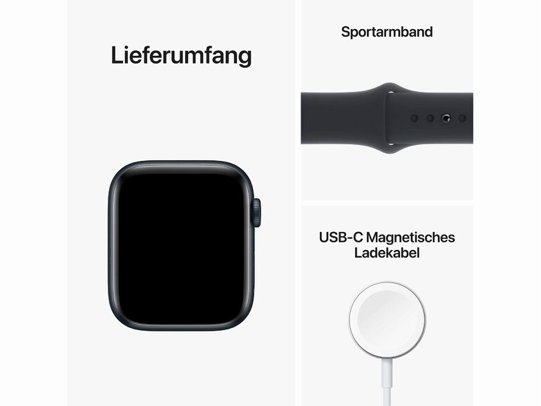 Apple Watch SE (2022), 44 mm, Aluminium mitternacht, Sportarmband mitternacht