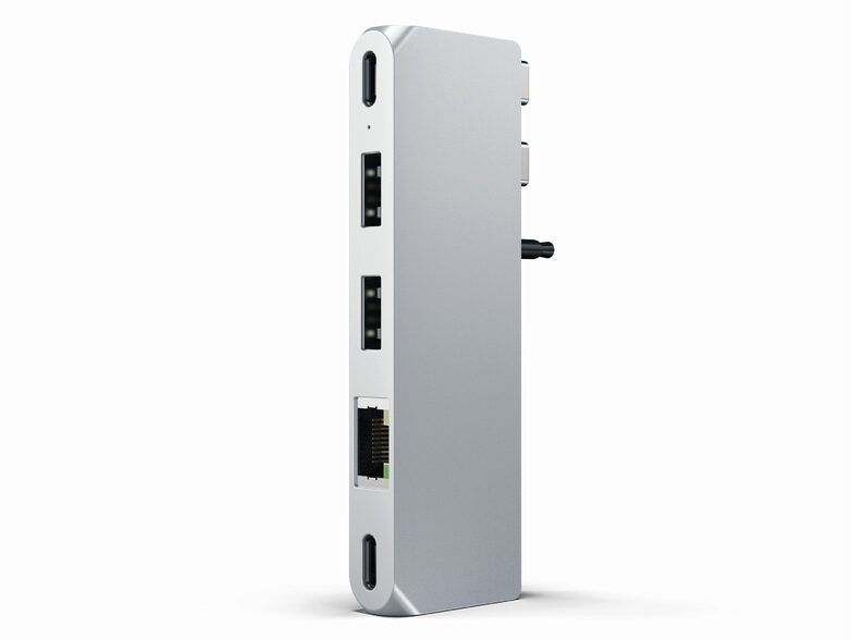 Satechi Pro Hub Mini, USB4/USB-A/C/Ethernet/Klinke, silber