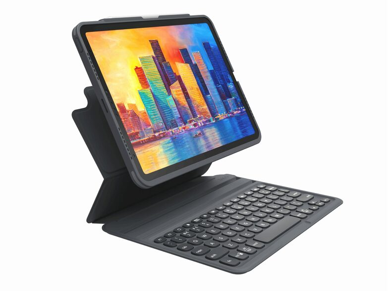 ZAGG Pro Keys, Tastatur-Case für iPad Pro 12,9" (3.-5. Gen.), deutsch, grau
