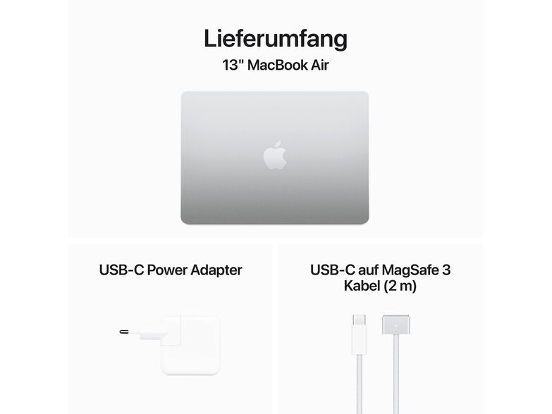 Apple MacBook Air Ret. 13", M3 8C CPU, 16 GB RAM, 512 GB SSD, silber