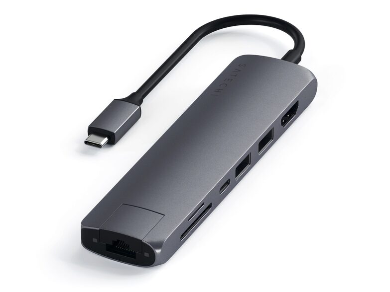 Satechi USB-C Multi-Port Hub 4K, HDMI, USB-C/A, micro SD/SD, Ethernet, grau