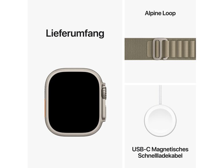 Apple Watch Ultra 2, GPS & Cell., 49 mm, Titangehäuse, Alpine Loop olivgrün, L